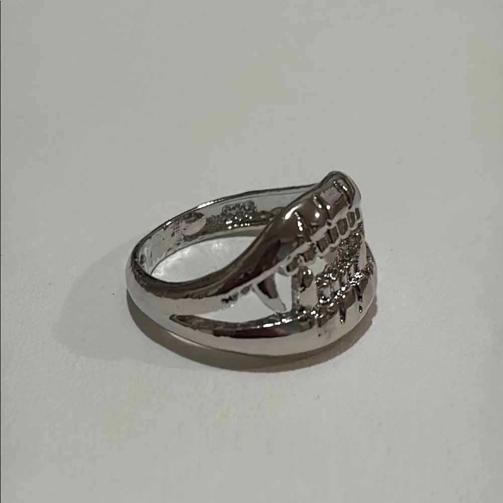Silver Vampire Teeth Ring, 7 - Picture 2 of 2